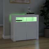 Sideboard with LED lights glossy white 80x35x75 cm