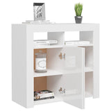 Sideboard with LED lights glossy white 80x35x75 cm