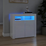 Sideboard with LED lights glossy white 80x35x75 cm