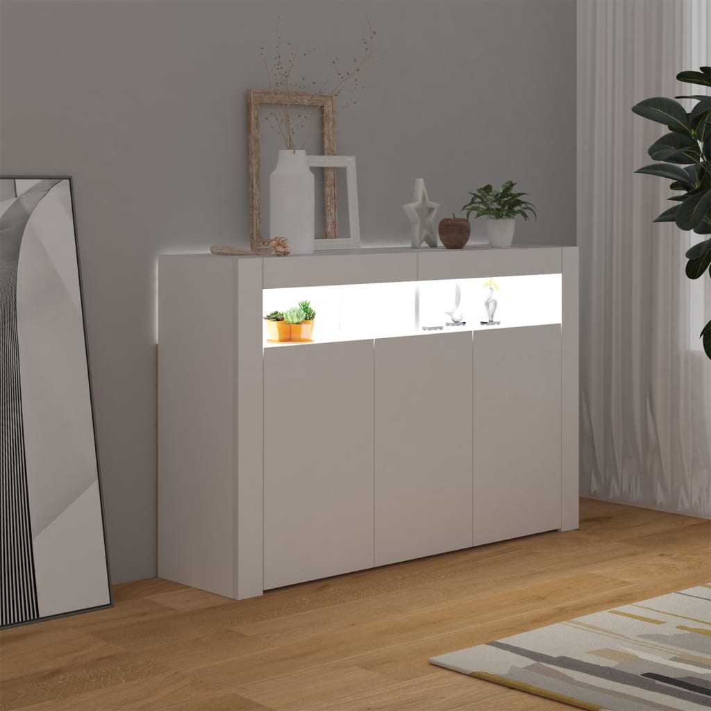 Buffet avec lumières LED Blanc 115,5x30x75 cm