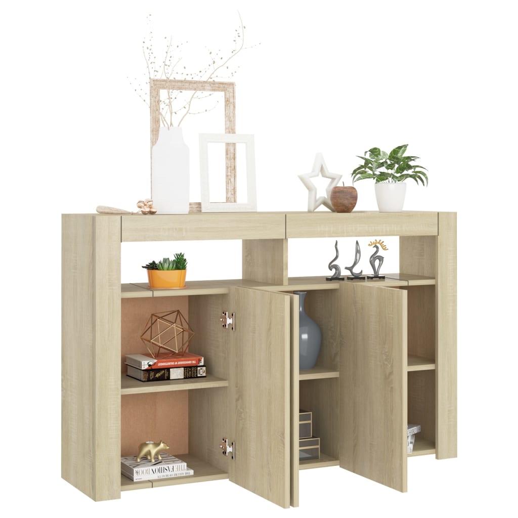 Buffet avec lumières LED chêne sonoma 115,5x30x75 cm