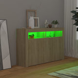 Buffet avec lumières LED chêne sonoma 115,5x30x75 cm