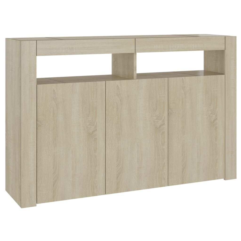 Buffet avec lumières LED chêne sonoma 115,5x30x75 cm