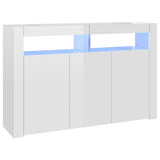 Buffet avec lumières LED blanc brillant 115,5x30x75 cm