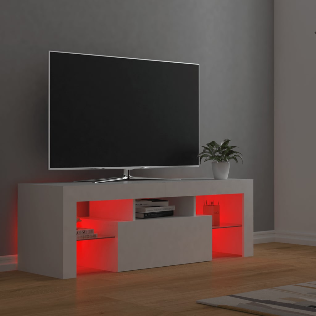 Meuble TV avec lumières LED Blanc 120x35x40 cm