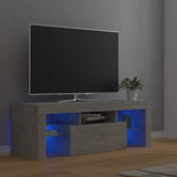 Meuble TV avec lumières LED gris béton 120x35x40 cm