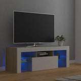 Meuble TV avec lumières LED blanc et chêne sonoma 120x35x40 cm