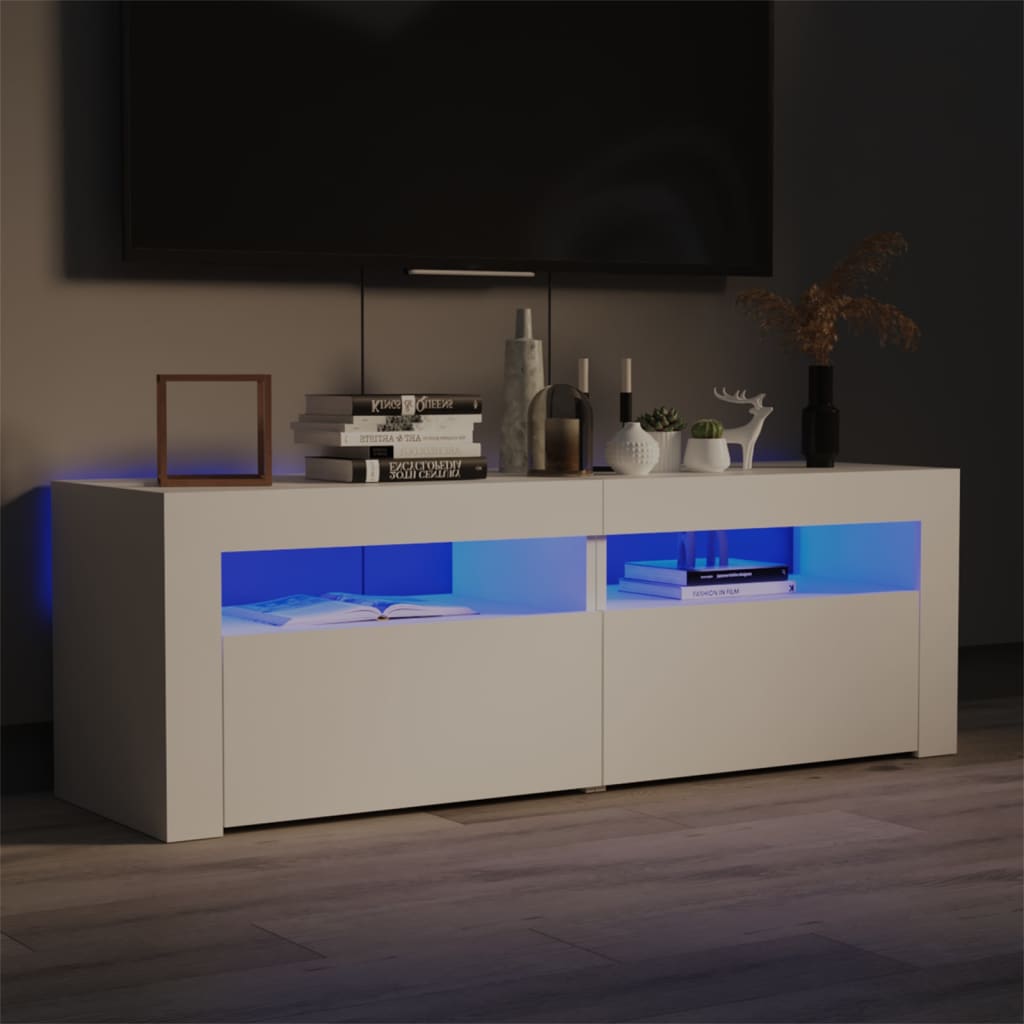 Meuble TV avec lumières LED blanc 120x35x40 cm