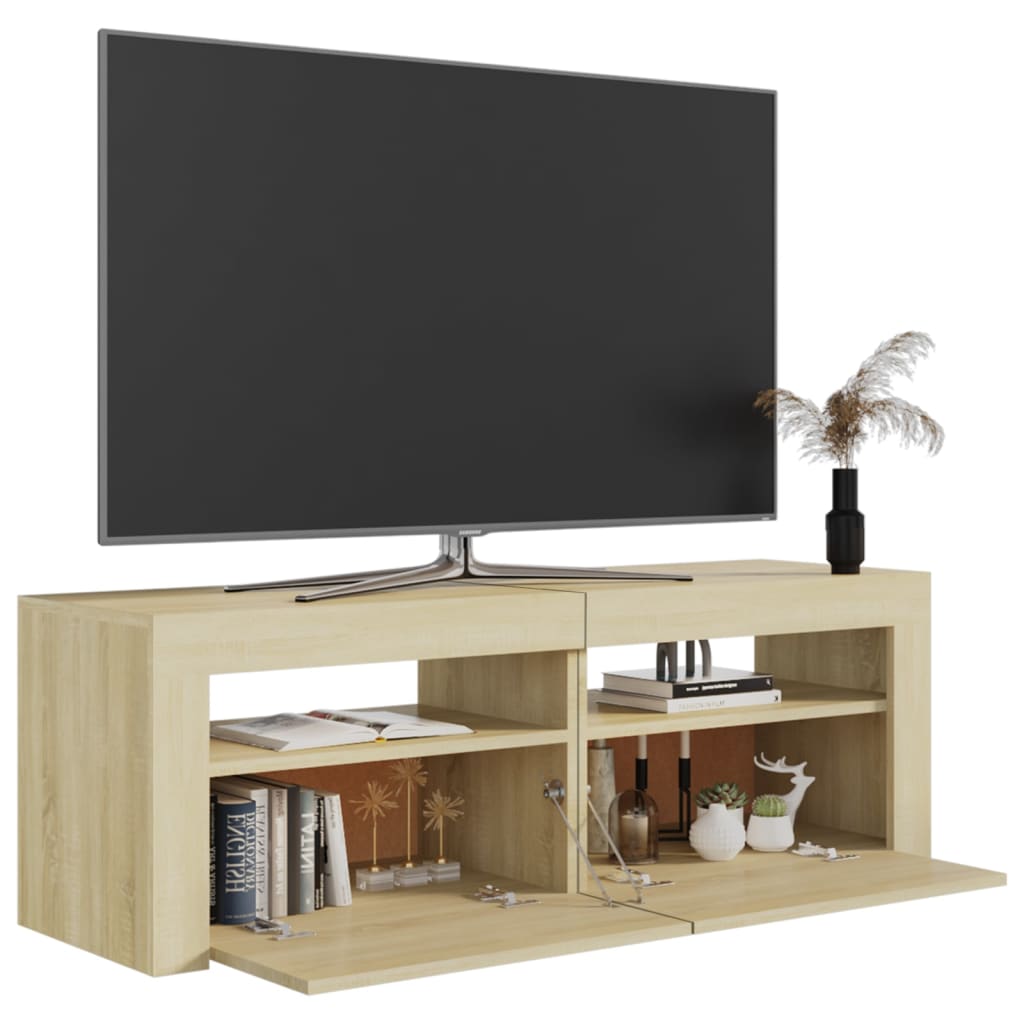 Meuble TV avec lumières LED chêne sonoma 120x35x40 cm