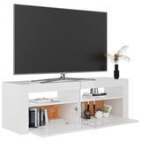 Meuble TV avec lumières LED blanc brillant 120x35x40 cm