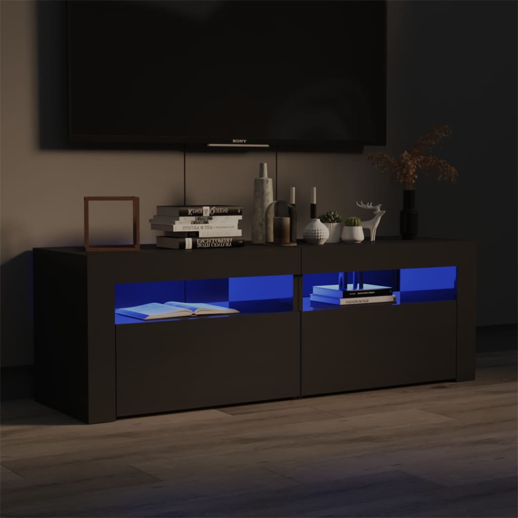 Meuble TV avec lumières LED gris brillant 120x35x40 cm