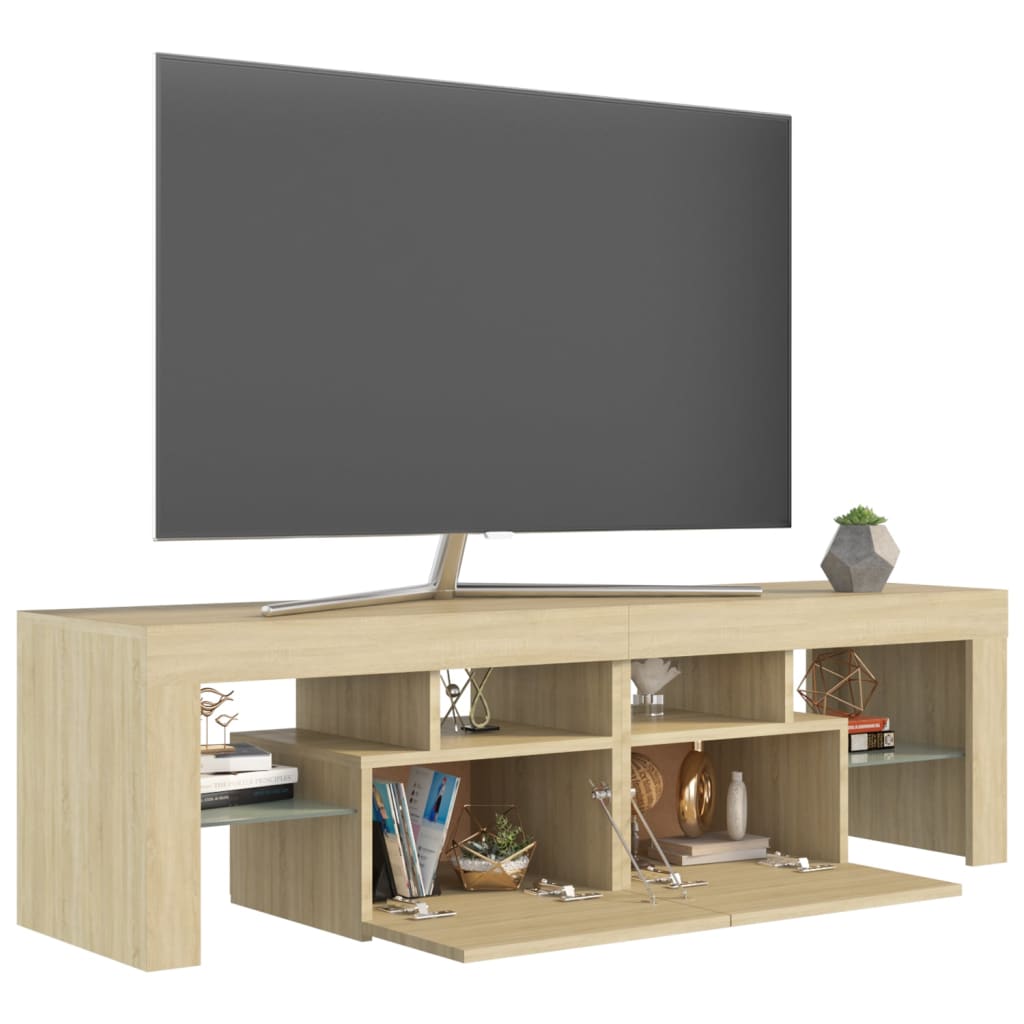 Meuble TV avec lumières LED Chêne sonoma 140x36,5x40 cm