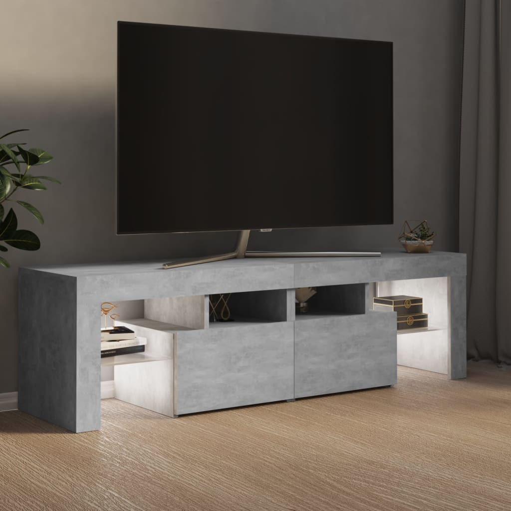 Meuble TV avec lumières LED Gris béton 140x36,5x40 cm