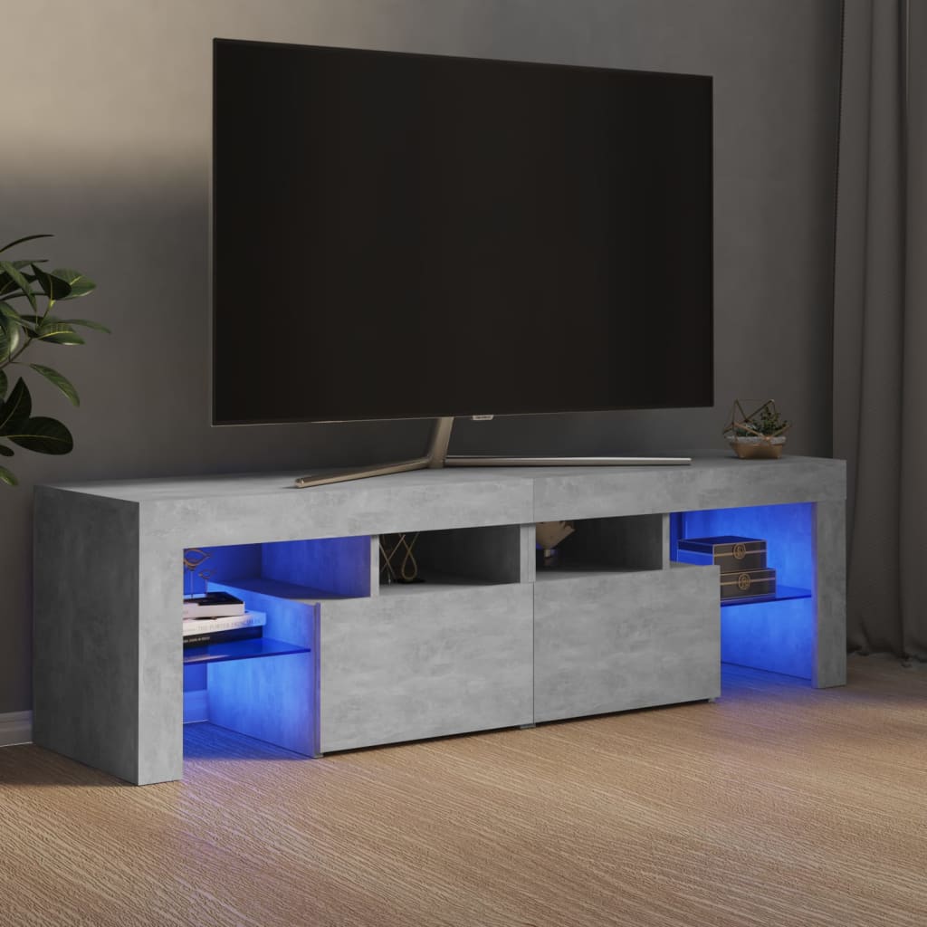 Meuble TV avec lumières LED Gris béton 140x36,5x40 cm