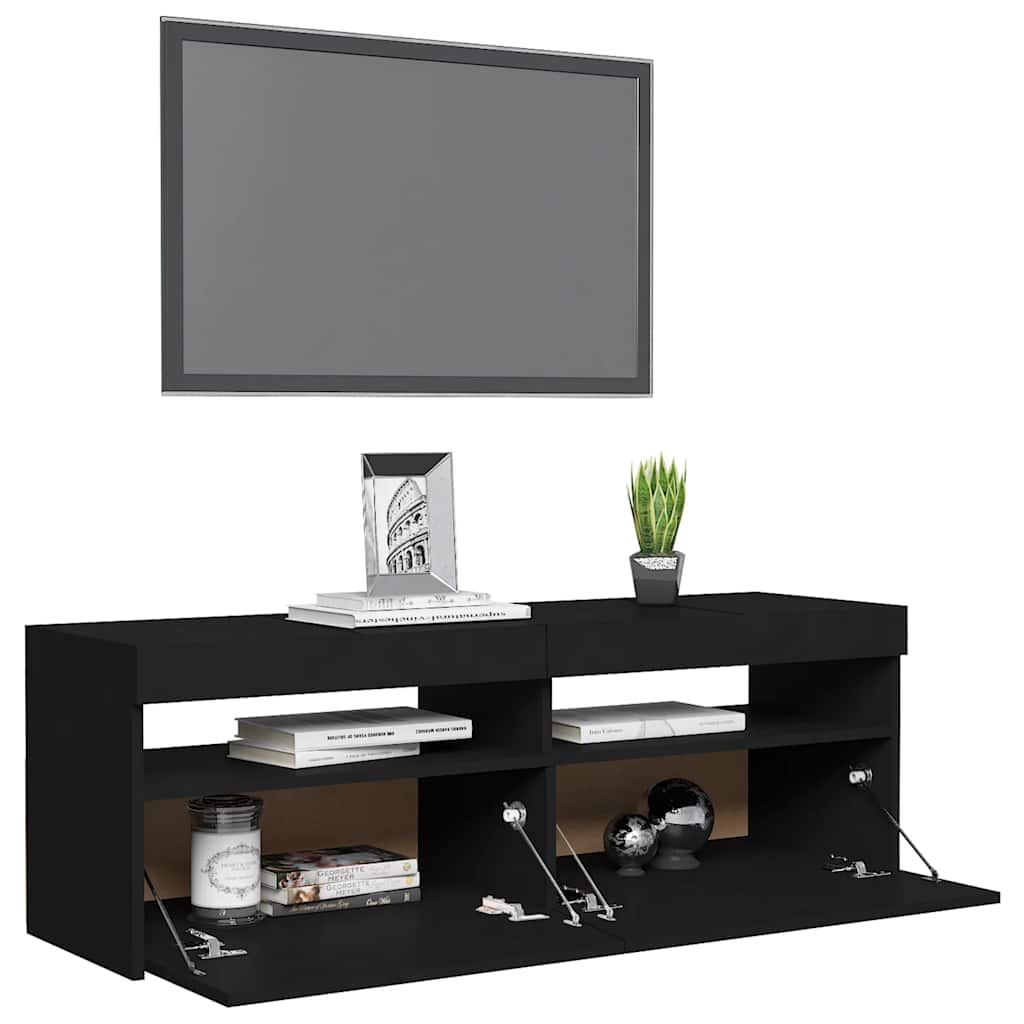 Meuble TV avec lumières LED noir 120x35x40 cm