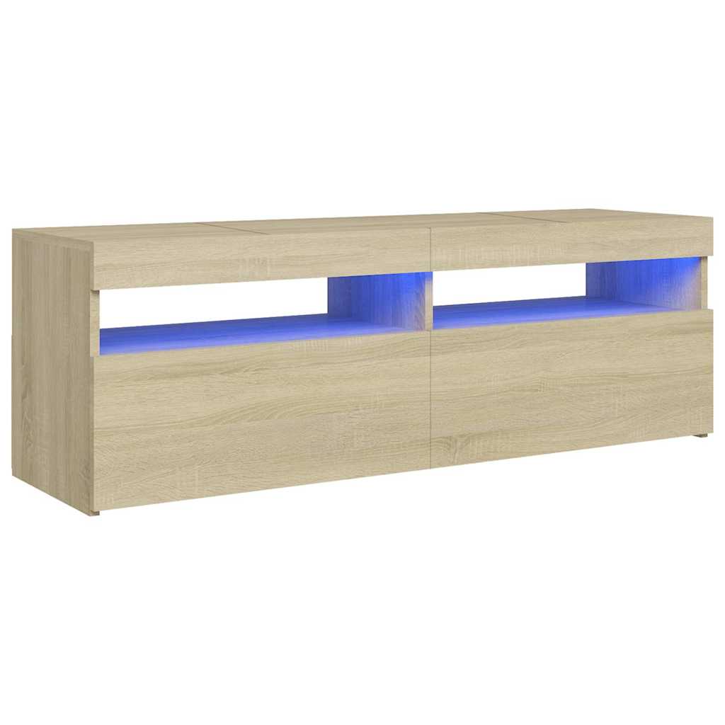 Meuble TV avec lumières LED chêne sonoma 120x35x40 cm