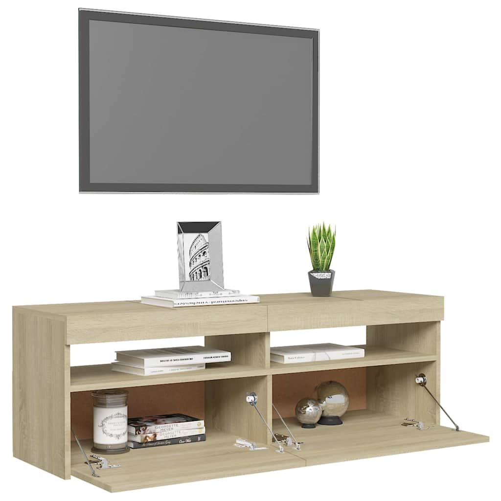 Meuble TV avec lumières LED chêne sonoma 120x35x40 cm