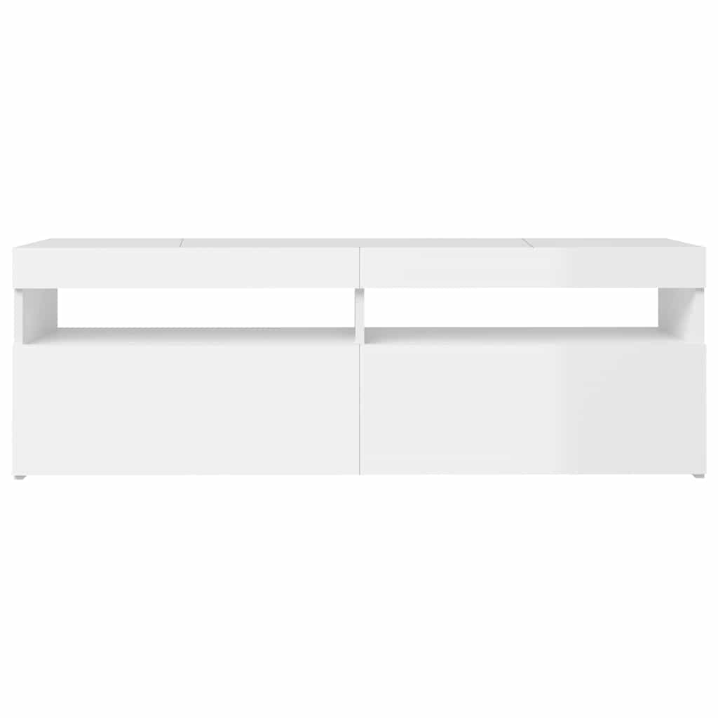 Meuble TV avec lumières LED blanc brillant 120x35x40 cm