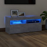 Meuble TV avec lumières LED gris béton 90x35x40 cm