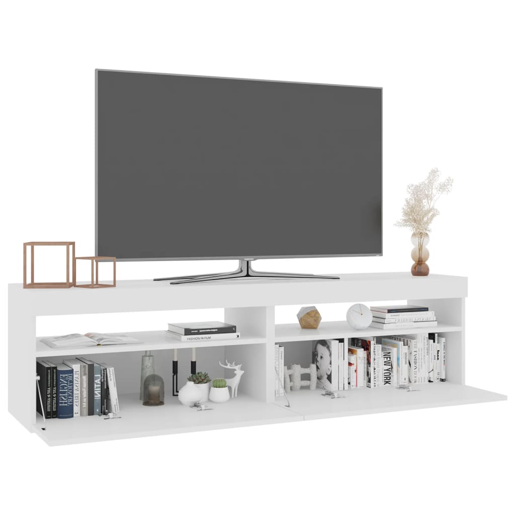 Meubles TV 2 pcs avec lumières LED Blanc 75x35x40 cm