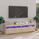 Meubles TV 2 pcs avec lumières LED Chêne sonoma 75x35x40 cm