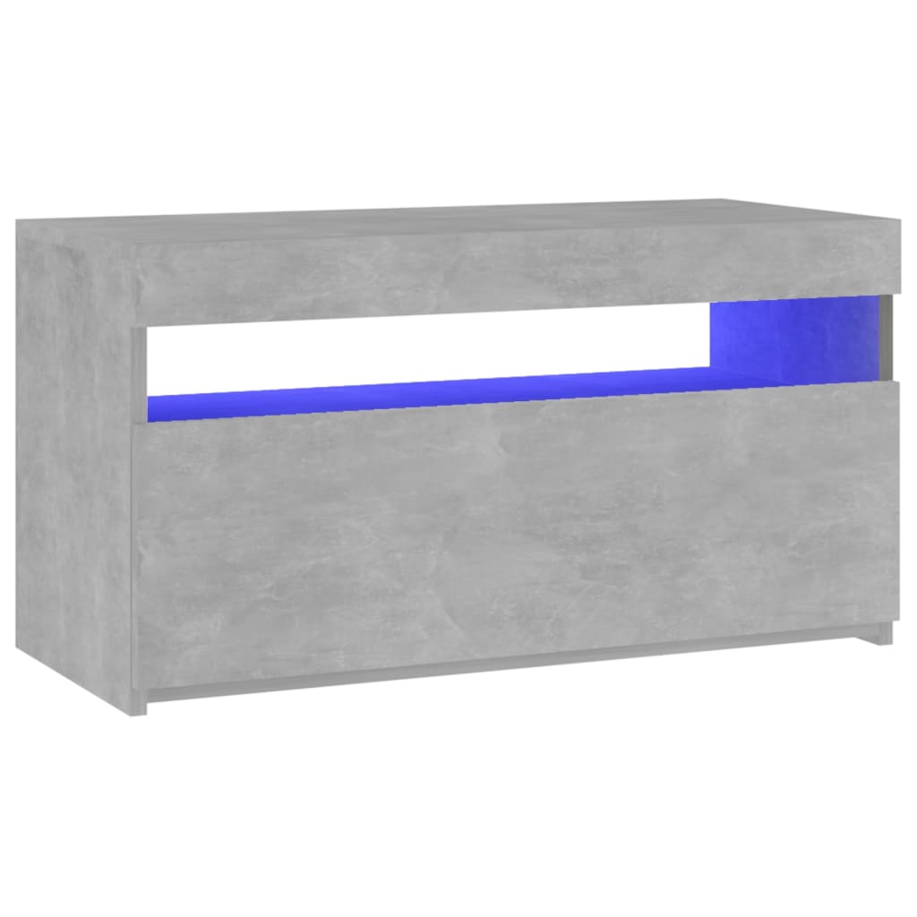 Meuble TV avec lumières LED Gris béton 75x35x40 cm