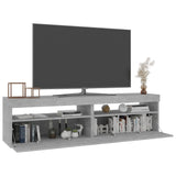 Meubles TV 2 pcs avec lumières LED Gris béton 75x35x40 cm