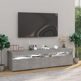 Meubles TV 2 pcs avec lumières LED Gris béton 75x35x40 cm