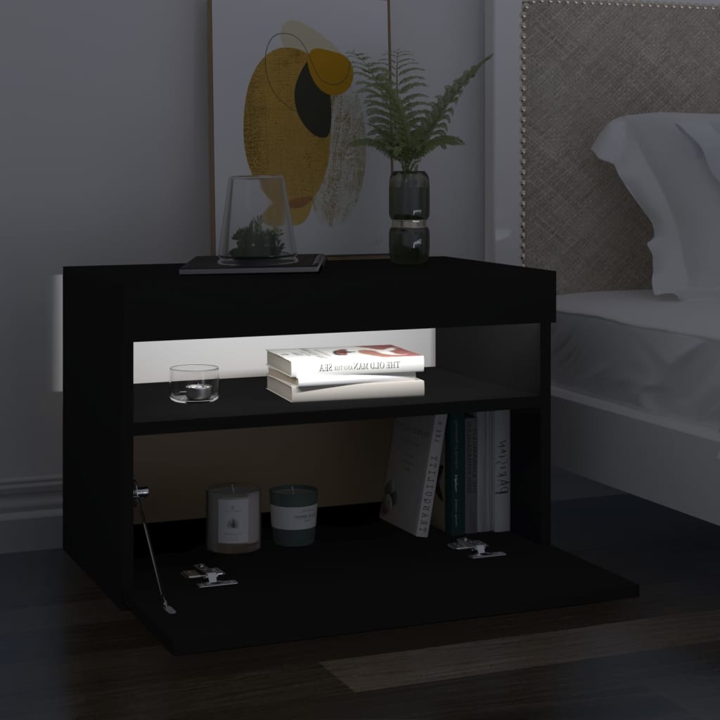 Meuble TV avec lumières LED noir 60x35x40 cm