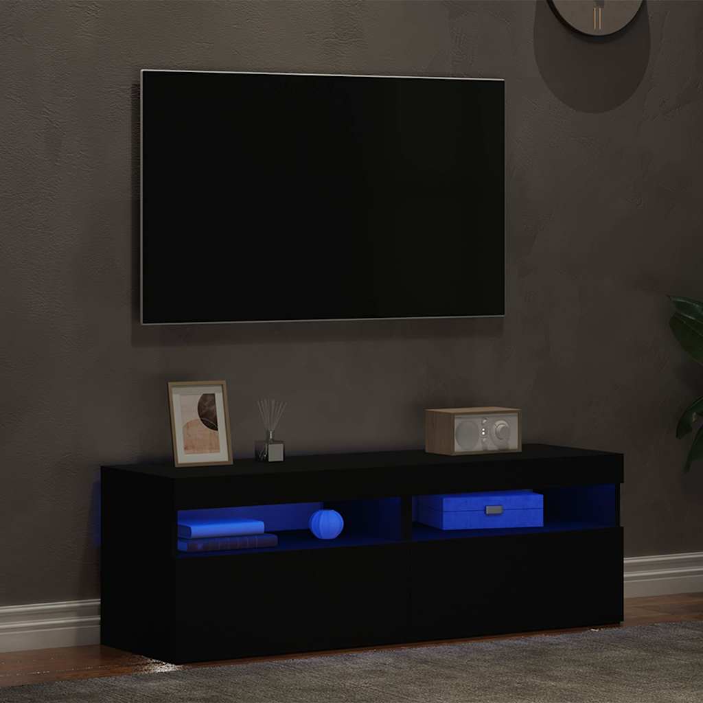 Meubles TV avec lumières LED 2 pcs Noir 60x35x40 cm