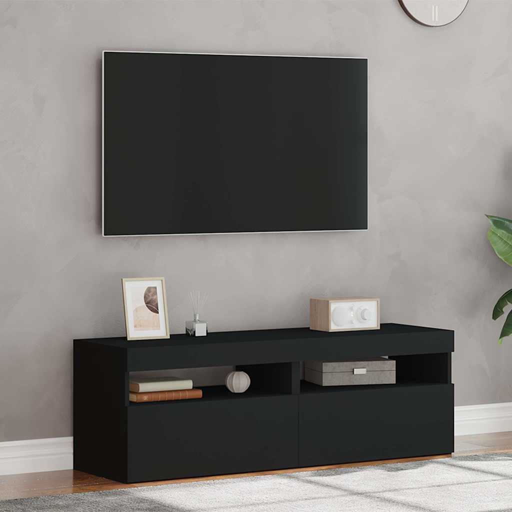 Meubles TV avec lumières LED 2 pcs Noir 60x35x40 cm