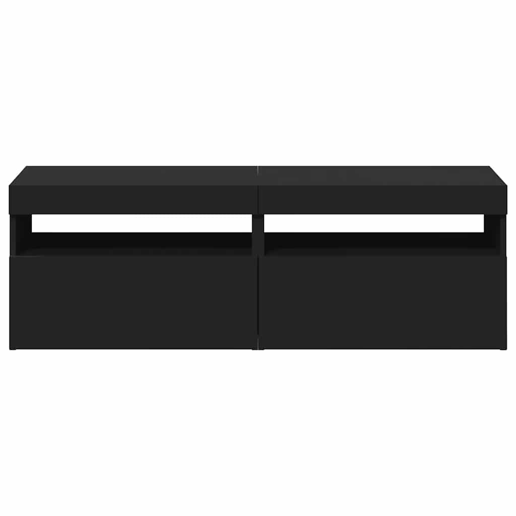 Meubles TV avec lumières LED 2 pcs Noir 60x35x40 cm