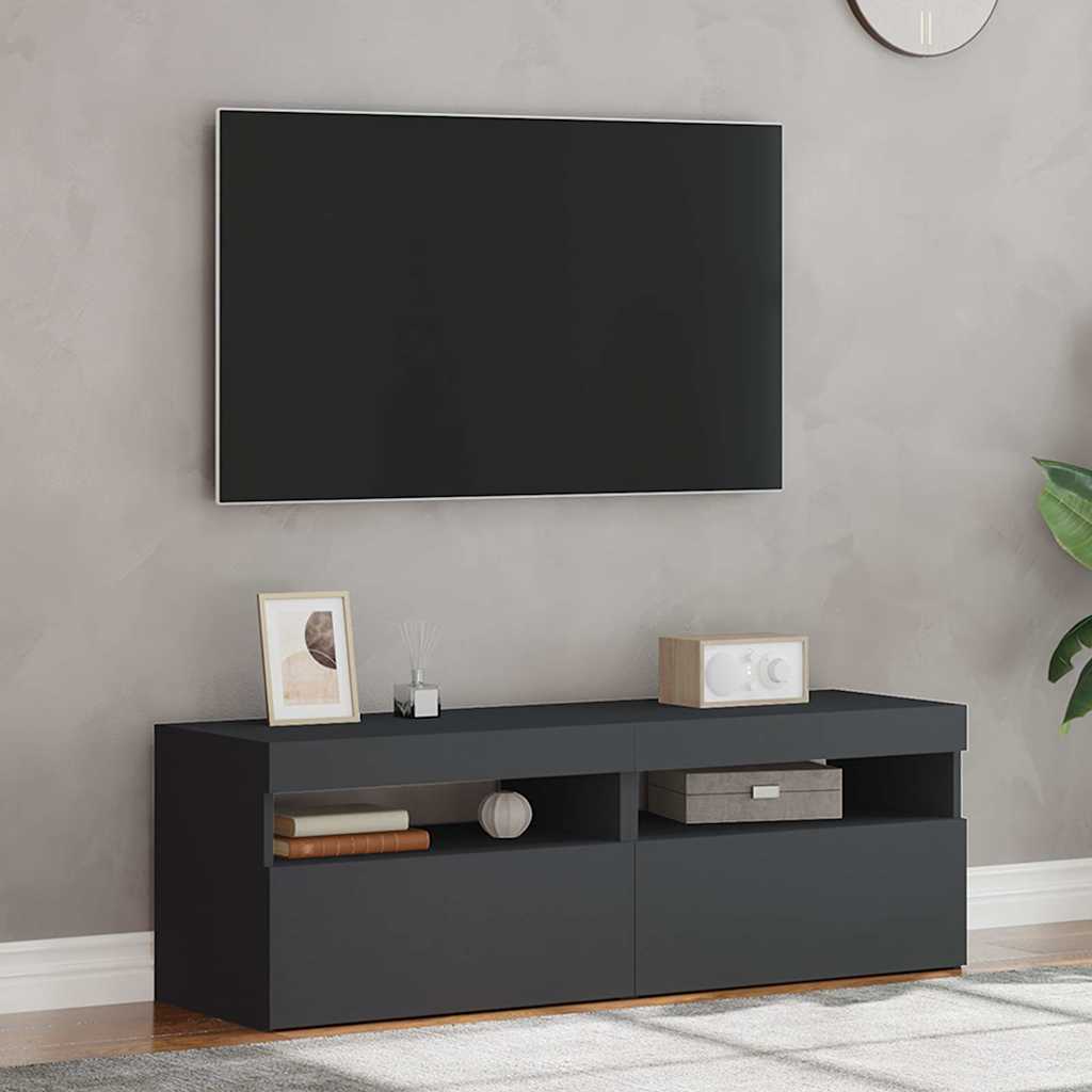 Meubles TV avec lumières LED 2 pcs gris 60x35x40 cm