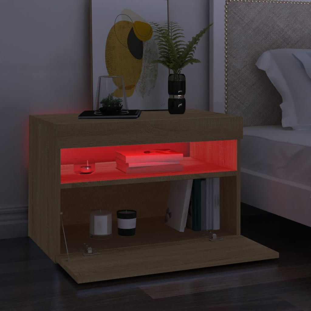 Meuble TV avec lumières LED chêne sonoma 60x35x40 cm