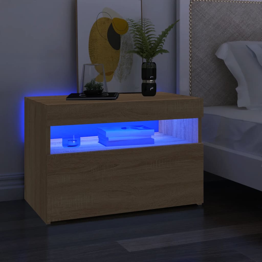 Meuble TV avec lumières LED chêne sonoma 60x35x40 cm