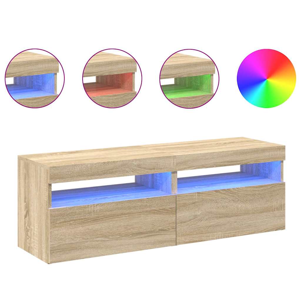 Meubles TV avec lumières LED 2 pcs Chêne sonoma 60x35x40 cm