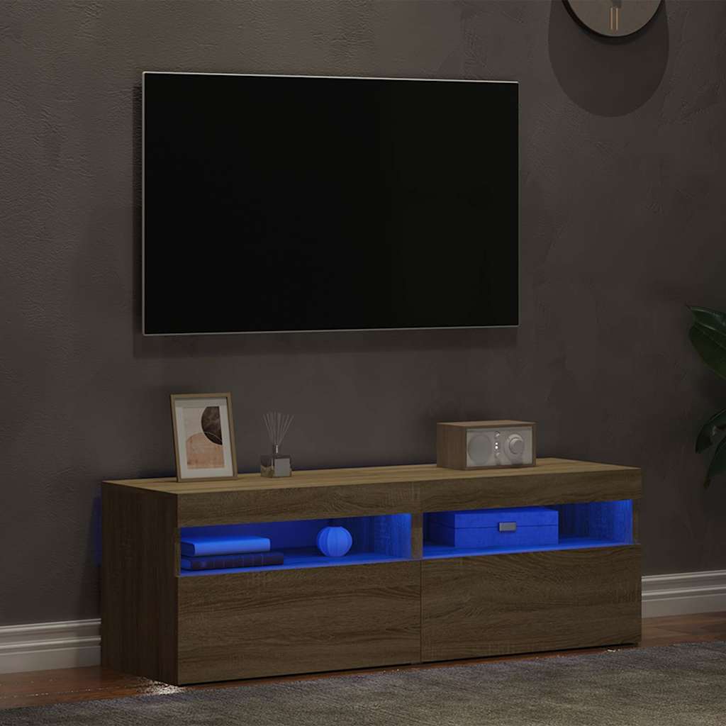 Meubles TV avec lumières LED 2 pcs Chêne sonoma 60x35x40 cm