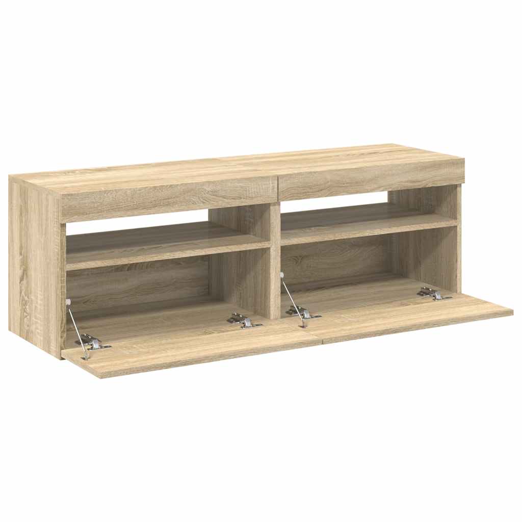 Meubles TV avec lumières LED 2 pcs Chêne sonoma 60x35x40 cm