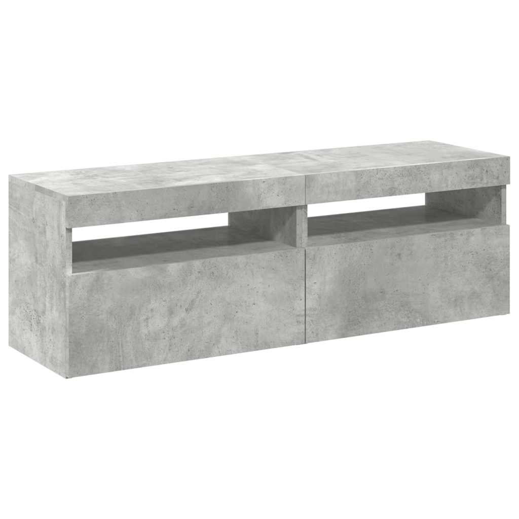 Meubles TV avec lumières LED 2 pcs gris béton 60x35x40 cm