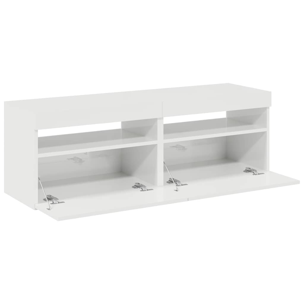 Meubles TV avec lumières LED 2 pcs blanc brillant 60x35x40 cm