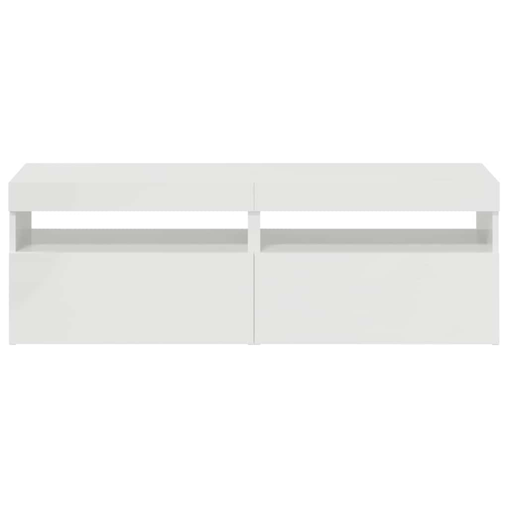 Meubles TV avec lumières LED 2 pcs blanc brillant 60x35x40 cm