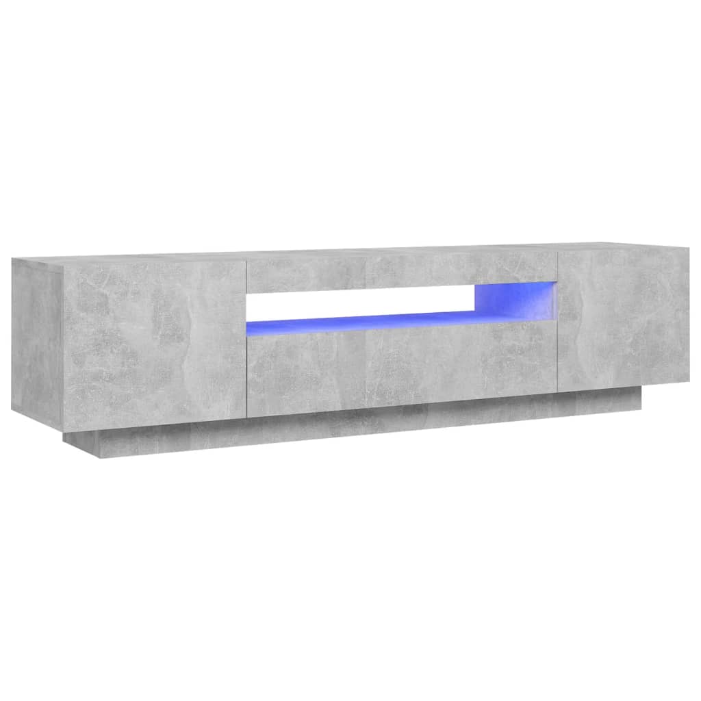 Meuble TV avec lumières LED gris béton 160x35x40 cm