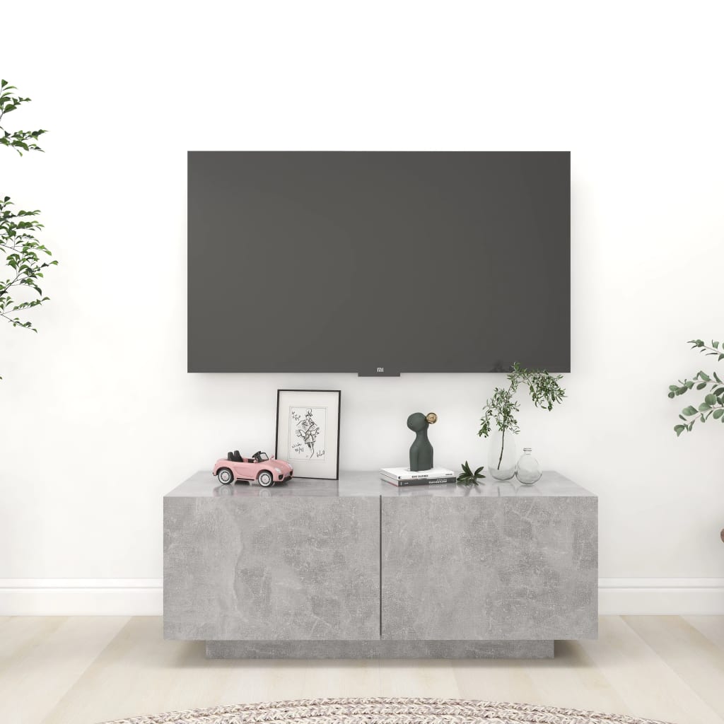 Meuble TV Gris béton 100x35x40 cm Bois d'ingénierie