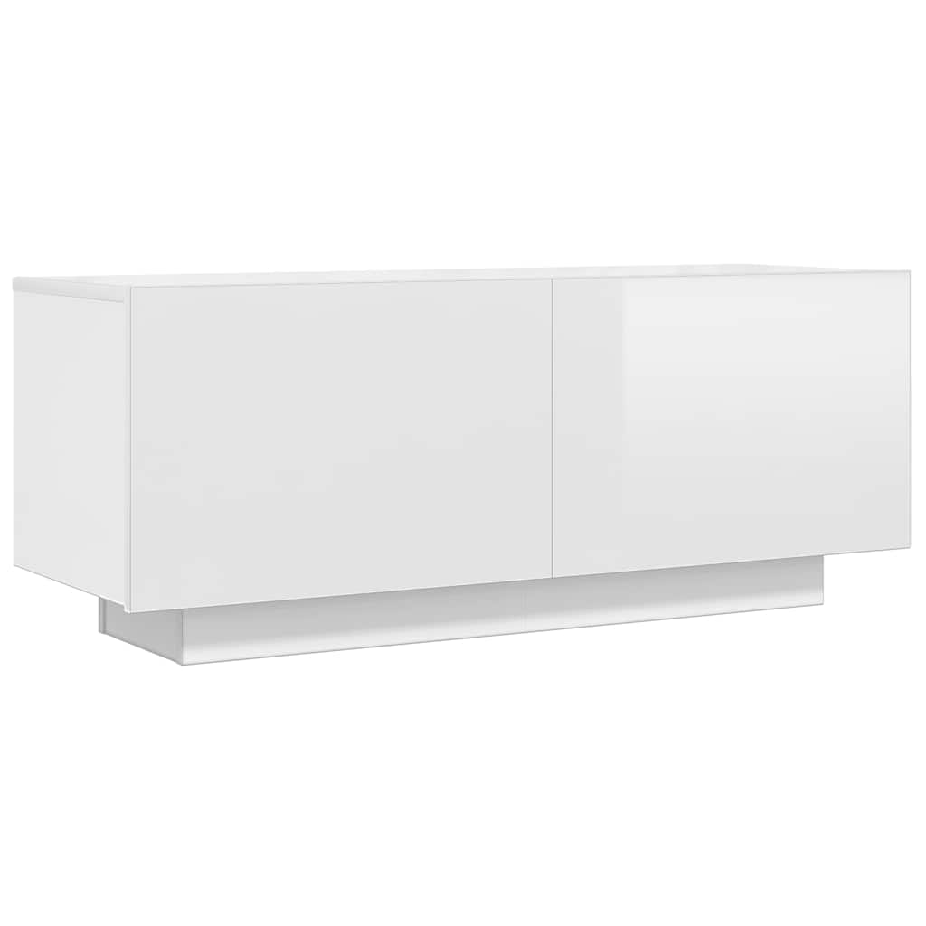 Meuble TV Blanc brillant 100x35x40 cm Bois d'ingénierie