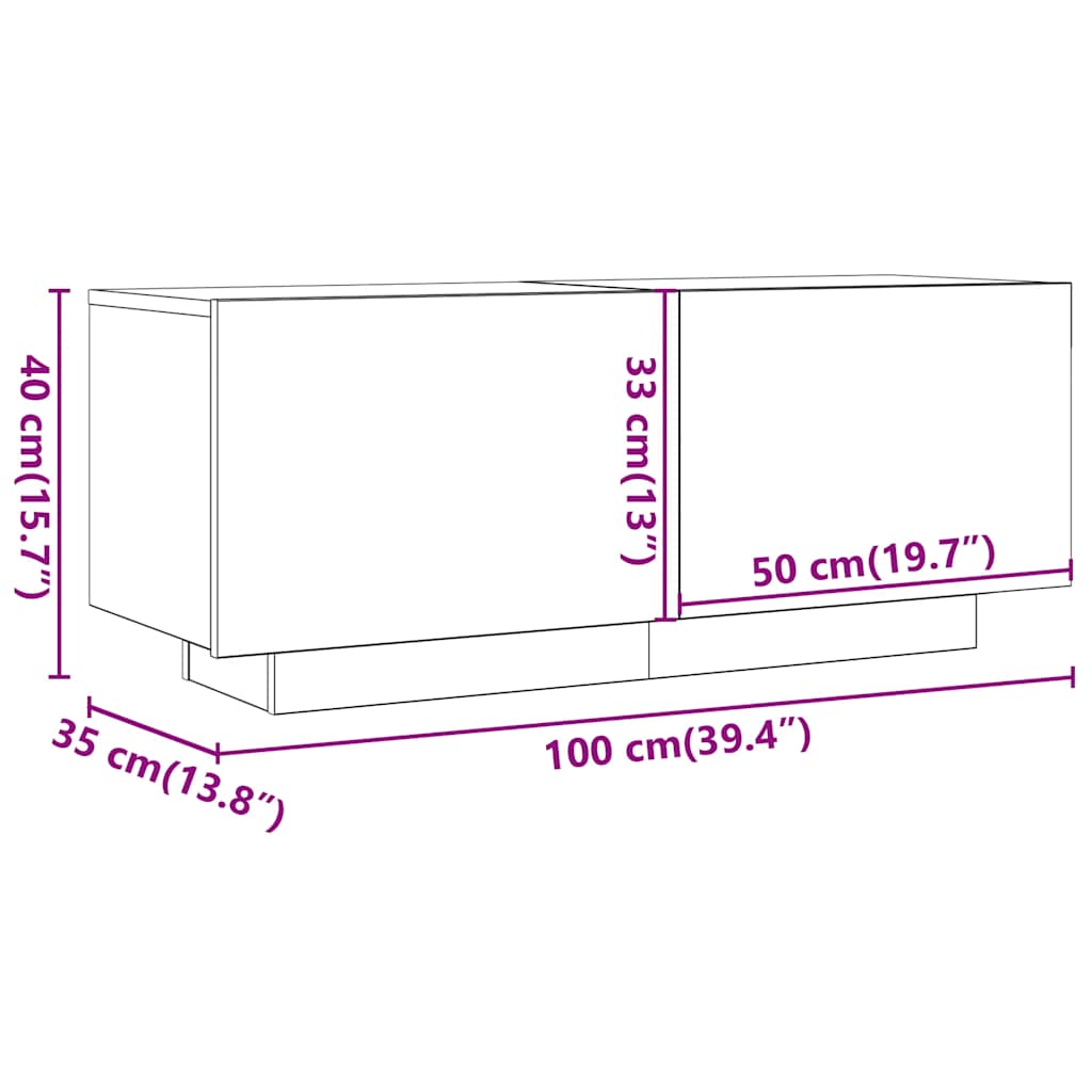 Meuble TV Blanc brillant 100x35x40 cm Bois d'ingénierie