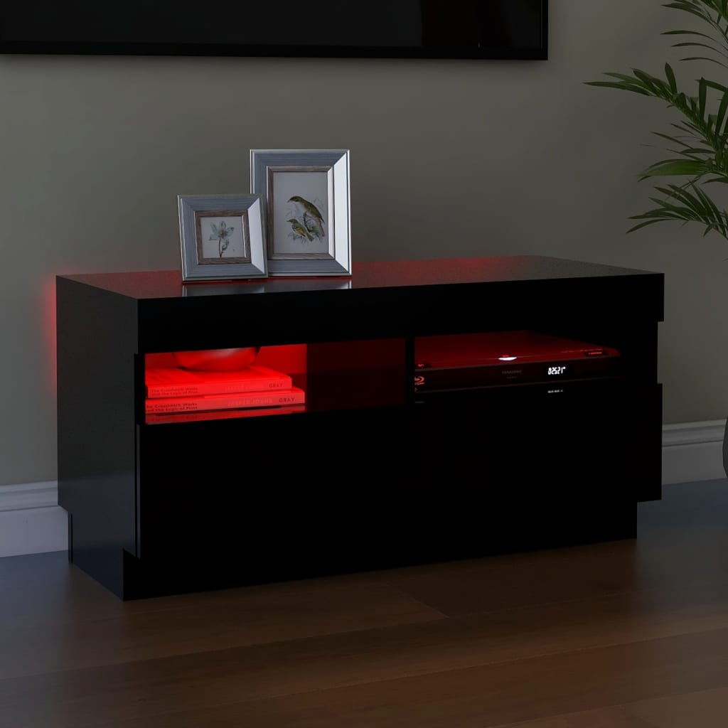 Meuble TV avec lumières LED noir 80x35x40 cm