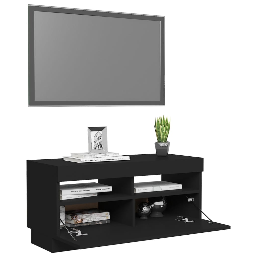 Meuble TV avec lumières LED noir 80x35x40 cm