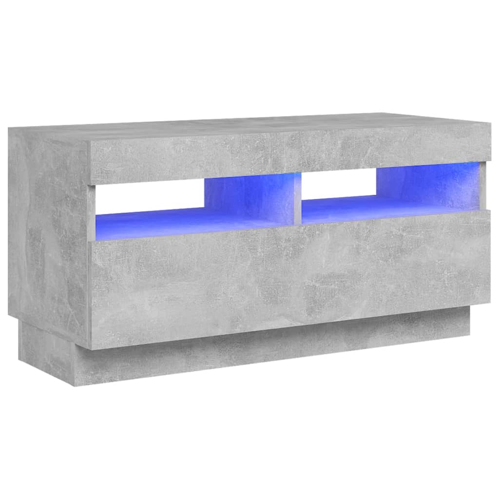 Meuble TV avec lumières LED gris béton 80x35x40 cm