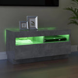 TV cabinet with LED lights concrete gray 80x35x40 cm