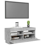 TV cabinet with LED lights concrete gray 80x35x40 cm